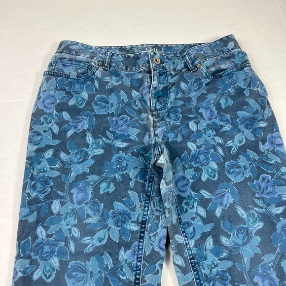 J.Jill Slim Fit Jeans Floral Botanical Denim Feminine Straight Leg Stretch 4P - Picture 3 of 15
